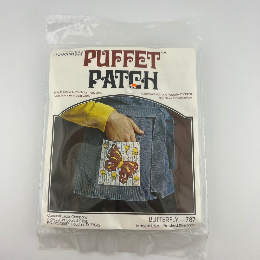 Vintage Puffet Patch Butterfly 3D Sewing‎ Patch Kit Sealed USA
